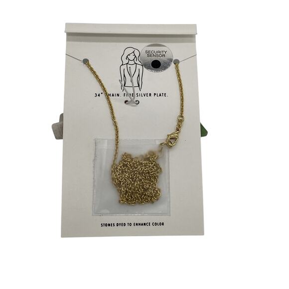 MACY'S Genuine Green Quartz Pendant Necklace w/ Gold Hardware/Chain NWT $80! - Picture 5 of 5